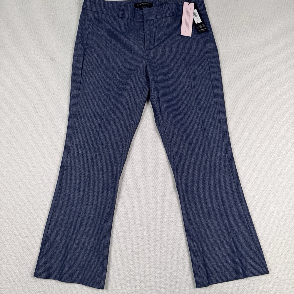 Banana Republic Sloan Low Rise Cropped Flare Pants Women's 2 Stretch Blue‎